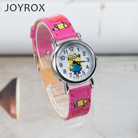 JOYROX  Pattern Children's Watch Hot Cartoon Leather Strap 2018 Fashion Kids Quartz Wristwatch Boys Girls Students Clock