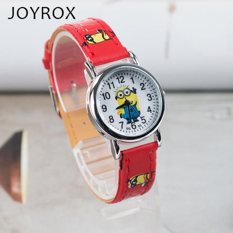 JOYROX  Pattern Children's Watch Hot Cartoon Leather Strap 2018 Fashion Kids Quartz Wristwatch Boys Girls Students Clock