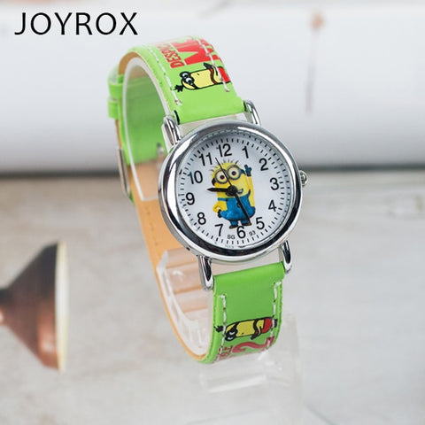 JOYROX  Pattern Children's Watch Hot Cartoon Leather Strap 2018 Fashion Kids Quartz Wristwatch Boys Girls Students Clock