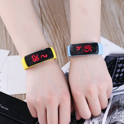 JOYROX Fashion LED Display Digital Sports Watch Hot Silicone Strap Children Wristwatch Girls Boys Kids Candy Color Clock