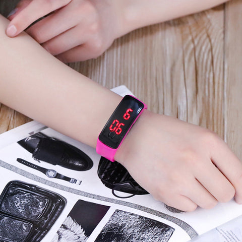 JOYROX Fashion LED Display Digital Sports Watch Hot Silicone Strap Children Wristwatch Girls Boys Kids Candy Color Clock