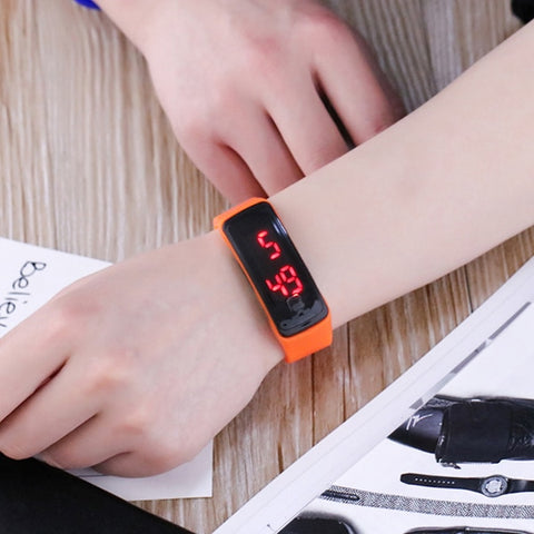 JOYROX Fashion LED Display Digital Sports Watch Hot Silicone Strap Children Wristwatch Girls Boys Kids Candy Color Clock