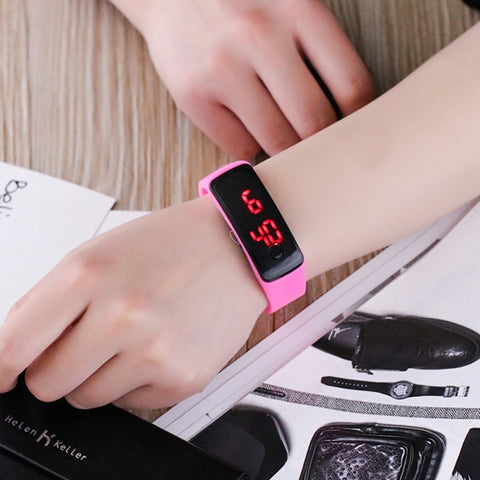 JOYROX Fashion LED Display Digital Sports Watch Hot Silicone Strap Children Wristwatch Girls Boys Kids Candy Color Clock