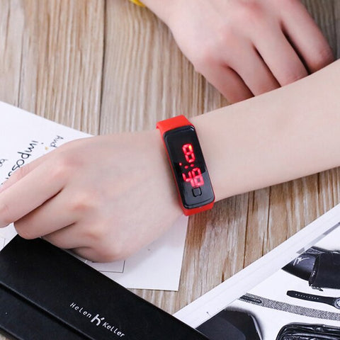 JOYROX Fashion LED Display Digital Sports Watch Hot Silicone Strap Children Wristwatch Girls Boys Kids Candy Color Clock