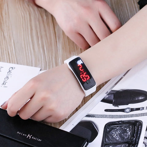 JOYROX Fashion LED Display Digital Sports Watch Hot Silicone Strap Children Wristwatch Girls Boys Kids Candy Color Clock