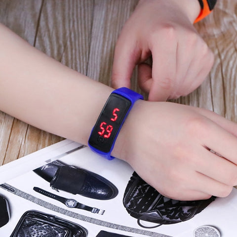 JOYROX Fashion LED Display Digital Sports Watch Hot Silicone Strap Children Wristwatch Girls Boys Kids Candy Color Clock