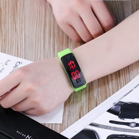 JOYROX Fashion LED Display Digital Sports Watch Hot Silicone Strap Children Wristwatch Girls Boys Kids Candy Color Clock