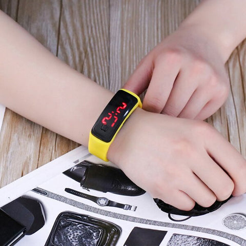 JOYROX Fashion LED Display Digital Sports Watch Hot Silicone Strap Children Wristwatch Girls Boys Kids Candy Color Clock