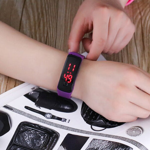 JOYROX Fashion LED Display Digital Sports Watch Hot Silicone Strap Children Wristwatch Girls Boys Kids Candy Color Clock