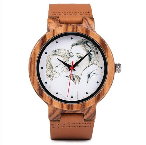 BOBO BIRD Lovers Custom Picture Bamboo Wooden Watches Men Ladies Quartz Wristwatch Engrave logo for Women in Gifts in Wood box