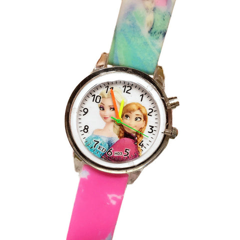 Princess Elsa Children Watches Electronic Colorful Light Source Child Watch Girls Birthday Party Kids Gift Clock Childrens Wrist