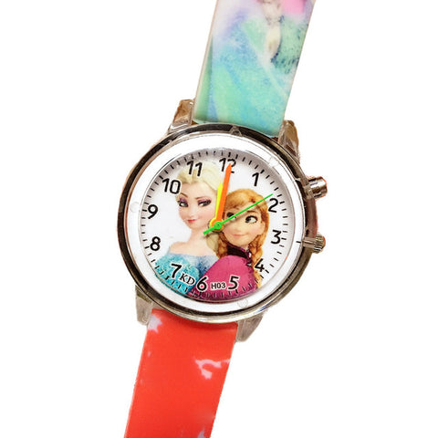 Princess Elsa Children Watches Electronic Colorful Light Source Child Watch Girls Birthday Party Kids Gift Clock Childrens Wrist