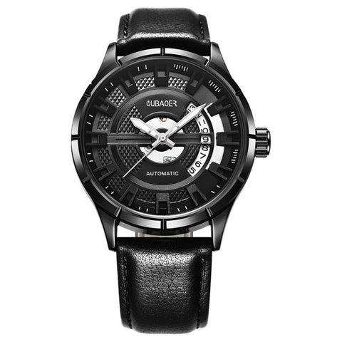 2018 New Men's Skeleton WristWatch OUBAOER Stainless steel Casual Automatic Skeleton Mechanical Watches Male reloj hombre