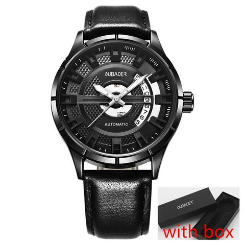 2018 New Men's Skeleton WristWatch OUBAOER Stainless steel Casual Automatic Skeleton Mechanical Watches Male reloj hombre