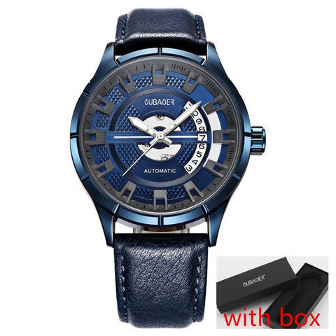 2018 New Men's Skeleton WristWatch OUBAOER Stainless steel Casual Automatic Skeleton Mechanical Watches Male reloj hombre