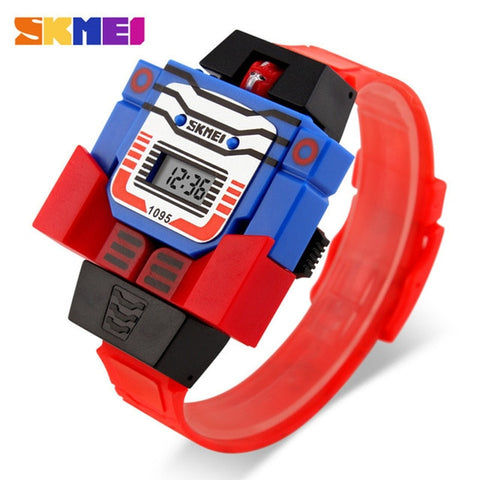 New Children Watch Creative Cartoon Robot Transformation Toys LED Digital Clock kids Watches For Boys Girls Child Clock 2019