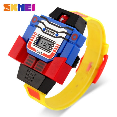 New Children Watch Creative Cartoon Robot Transformation Toys LED Digital Clock kids Watches For Boys Girls Child Clock 2019