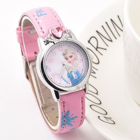 New Style Princess Elsa Child Watches Cartoon Anna Crystal Princess Kids Watch For Girls Student Children Clock Wrist Watches