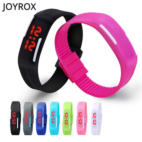 2018 LED Digital Sports Child Watch Candy Color Kid Children Watches Birthday Gift for Boy Girls Watch Rubber LED kids Watches