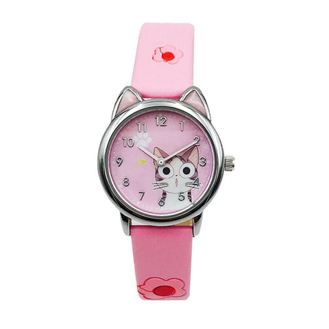 JOYROX Cute Cheese Cat Pattern Kids Watch Quartz Analog Child Watches For Boys Girls Student Clock Gift Relogio Feminino