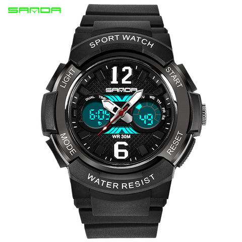 SANDA Quartz Sport Children Watches LED Digital Watch Boy and Girl Student Multi-functional Waterproof Electronic Watch