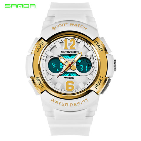 SANDA Quartz Sport Children Watches LED Digital Watch Boy and Girl Student Multi-functional Waterproof Electronic Watch