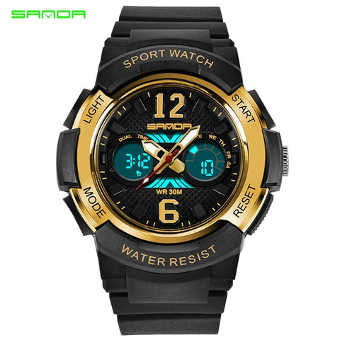 SANDA Quartz Sport Children Watches LED Digital Watch Boy and Girl Student Multi-functional Waterproof Electronic Watch