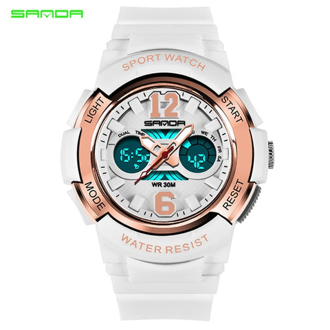 SANDA Quartz Sport Children Watches LED Digital Watch Boy and Girl Student Multi-functional Waterproof Electronic Watch