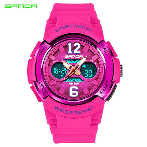 SANDA Quartz Sport Children Watches LED Digital Watch Boy and Girl Student Multi-functional Waterproof Electronic Watch