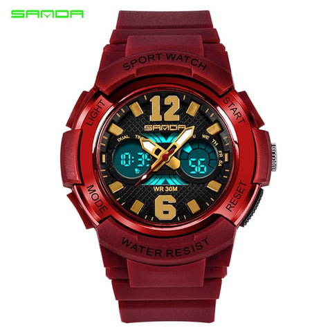 SANDA Quartz Sport Children Watches LED Digital Watch Boy and Girl Student Multi-functional Waterproof Electronic Watch