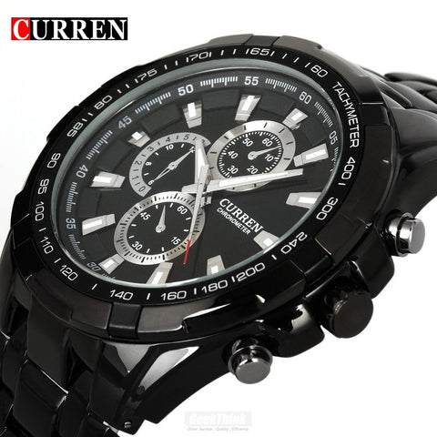 Luxury Black Curren full steel quartz Watch Men Casual Military Wristwatch Dress waterproof Clock Male Relogio Masculino 2017