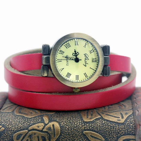 shsby fashion hot-selling women's long Genuine leather female watch ROMA vintage bronze watch women dress watches