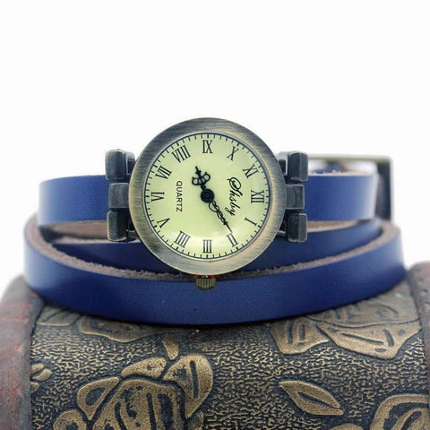 shsby fashion hot-selling women's long Genuine leather female watch ROMA vintage bronze watch women dress watches