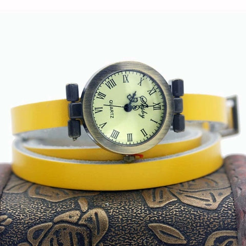 shsby fashion hot-selling women's long Genuine leather female watch ROMA vintage bronze watch women dress watches