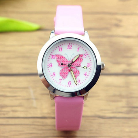 JOYROX Relogio Relojes Kol Saati 3D Colorful Butterfly Watches Children Kids Girls Gift Watch Casual Quartz Wristwatch Student