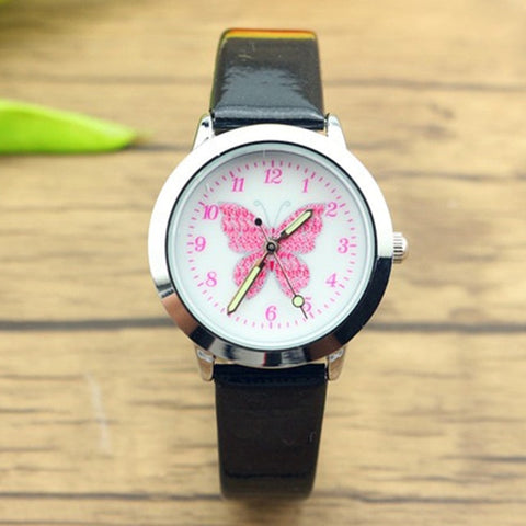 JOYROX Relogio Relojes Kol Saati 3D Colorful Butterfly Watches Children Kids Girls Gift Watch Casual Quartz Wristwatch Student