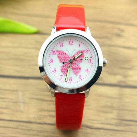 JOYROX Relogio Relojes Kol Saati 3D Colorful Butterfly Watches Children Kids Girls Gift Watch Casual Quartz Wristwatch Student