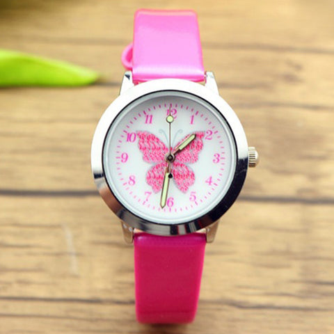 JOYROX Relogio Relojes Kol Saati 3D Colorful Butterfly Watches Children Kids Girls Gift Watch Casual Quartz Wristwatch Student