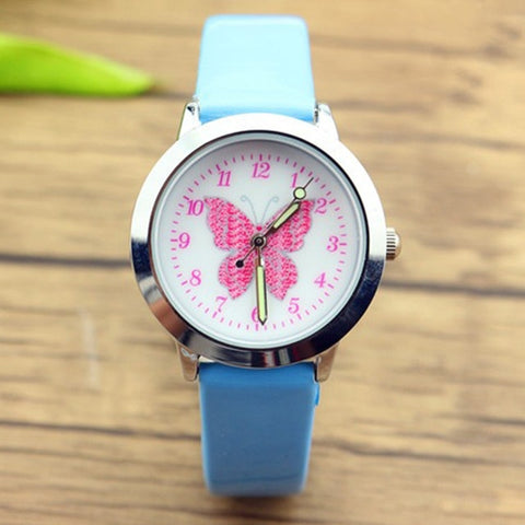 JOYROX Relogio Relojes Kol Saati 3D Colorful Butterfly Watches Children Kids Girls Gift Watch Casual Quartz Wristwatch Student