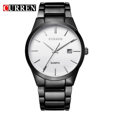 CURREN 8106 Men 30M Waterproof Sports Casual Watches Mens Hour Date Month Stainless Steel Quartz Watches Relogio Feminino Black