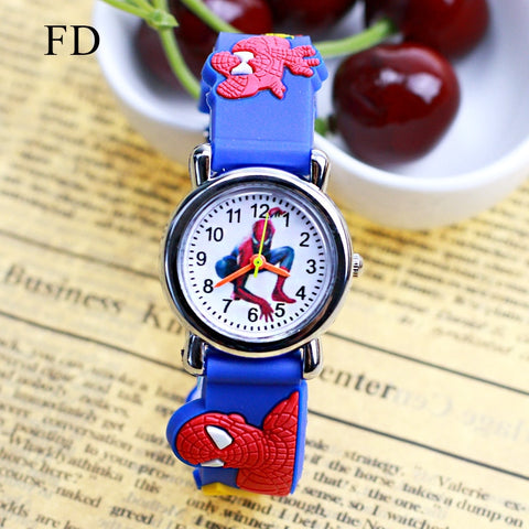 3D Rubber Strap Spiderman Children Watch Kids Cartoon Sports Quartz Wristwatch for Boys Clock Montre Enfant reloj infantil