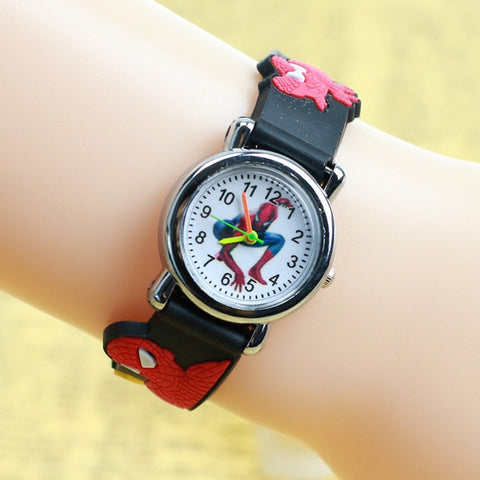 3D Rubber Strap Spiderman Children Watch Kids Cartoon Sports Quartz Wristwatch for Boys Clock Montre Enfant reloj infantil