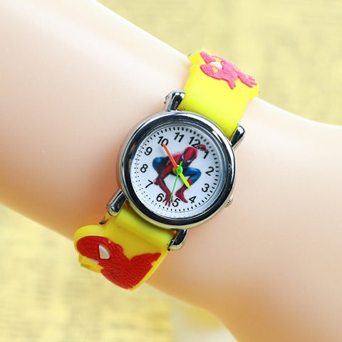 3D Rubber Strap Spiderman Children Watch Kids Cartoon Sports Quartz Wristwatch for Boys Clock Montre Enfant reloj infantil