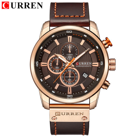 New Mens Sports Watches 2019 Top Brand Luxury Fashion Waterproof Chronograph Calendar Genuine Leather Military Male Clock CURREN