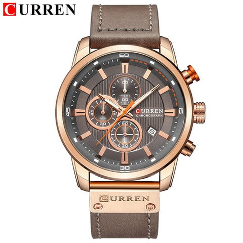 New Mens Sports Watches 2019 Top Brand Luxury Fashion Waterproof Chronograph Calendar Genuine Leather Military Male Clock CURREN