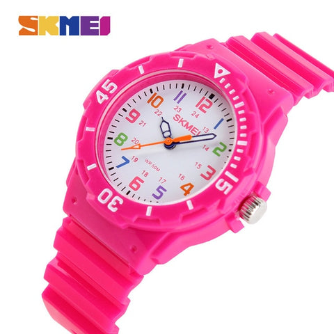 SKMEI New Cute Children Quartz Watch Multi-color Red Green Blue Orange Wristwatch Waterproof Boy Girl Digital Gift Clock