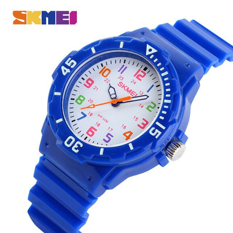 SKMEI New Cute Children Quartz Watch Multi-color Red Green Blue Orange Wristwatch Waterproof Boy Girl Digital Gift Clock