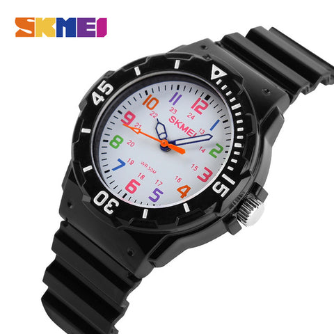 SKMEI New Cute Children Quartz Watch Multi-color Red Green Blue Orange Wristwatch Waterproof Boy Girl Digital Gift Clock