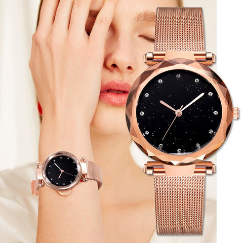 Luxury Rose Bracelet Dress Women's Watches Fashion Ladies Silver & Black Band Creative Quartz Clock Wrist Watch 219 New Gift