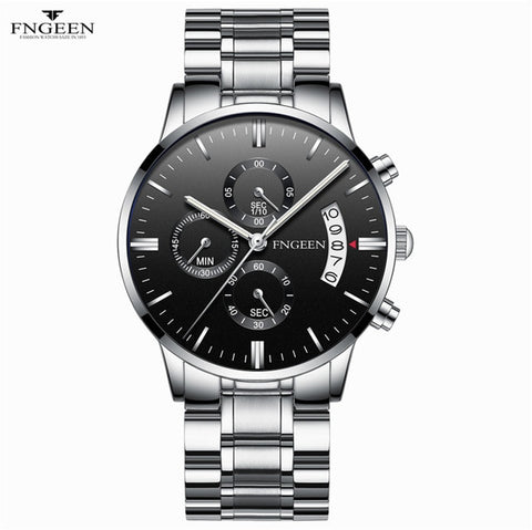 FNGEEN 2019 Quartz Watch Men Business Waterproof Auto Date Watch Male erkek kol saati Auto Date Luxury Men's Watch Watches